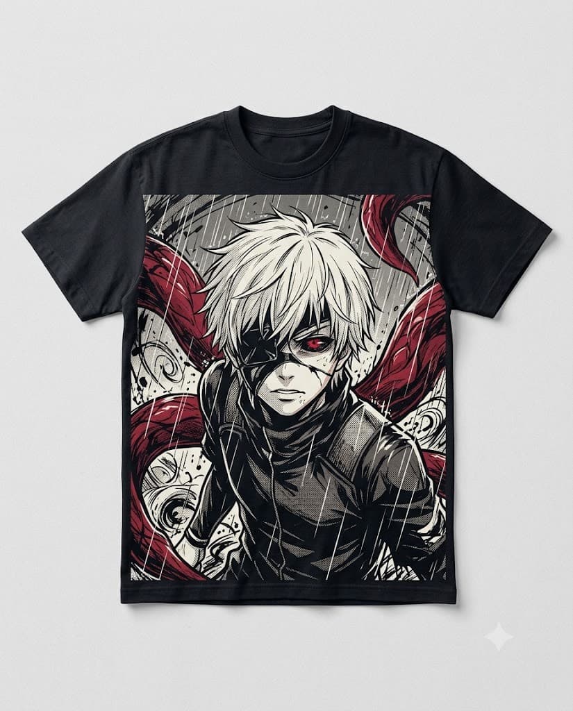 Kagune Tee in Ink, front. Nawaweeb Kuro clan