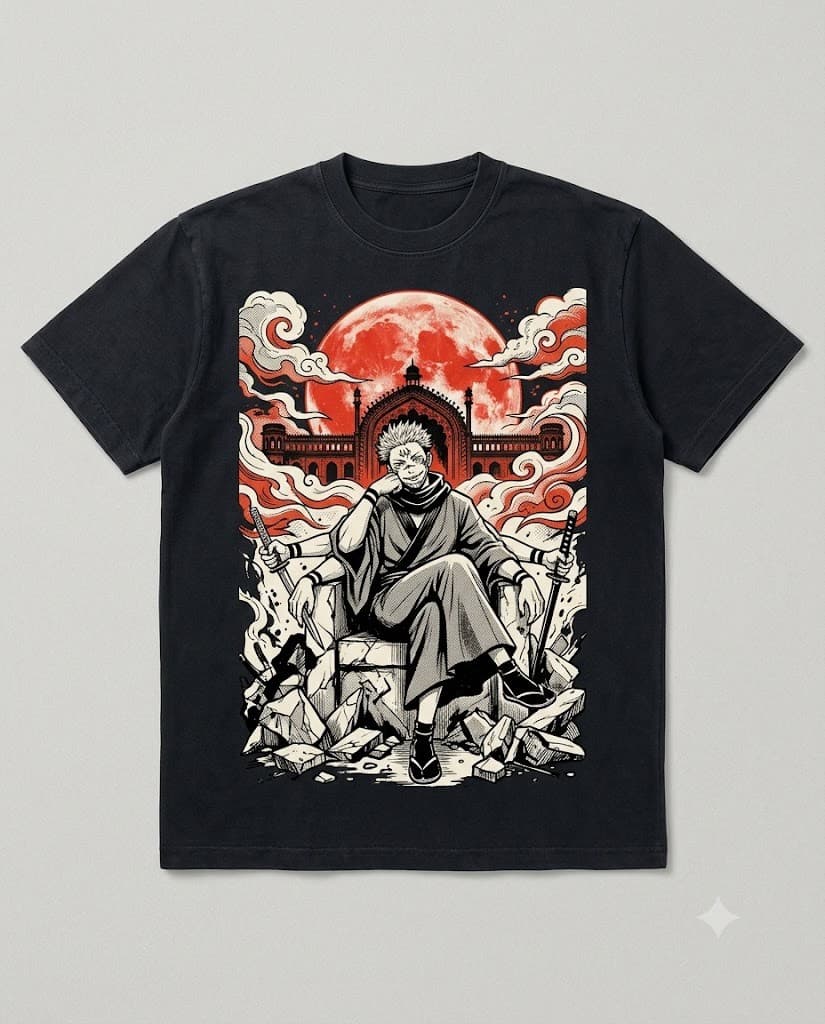 Blood Moon Tee in Ink, front. Nawaweeb Kuro clan